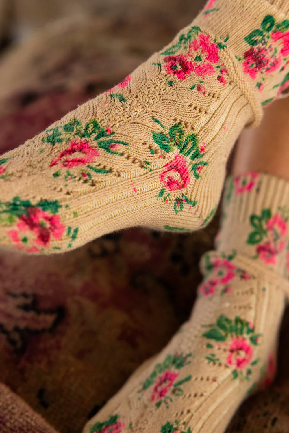 MAGNOLIA PEARL FLORAL SHORT SOCKS 098 LUSORIA