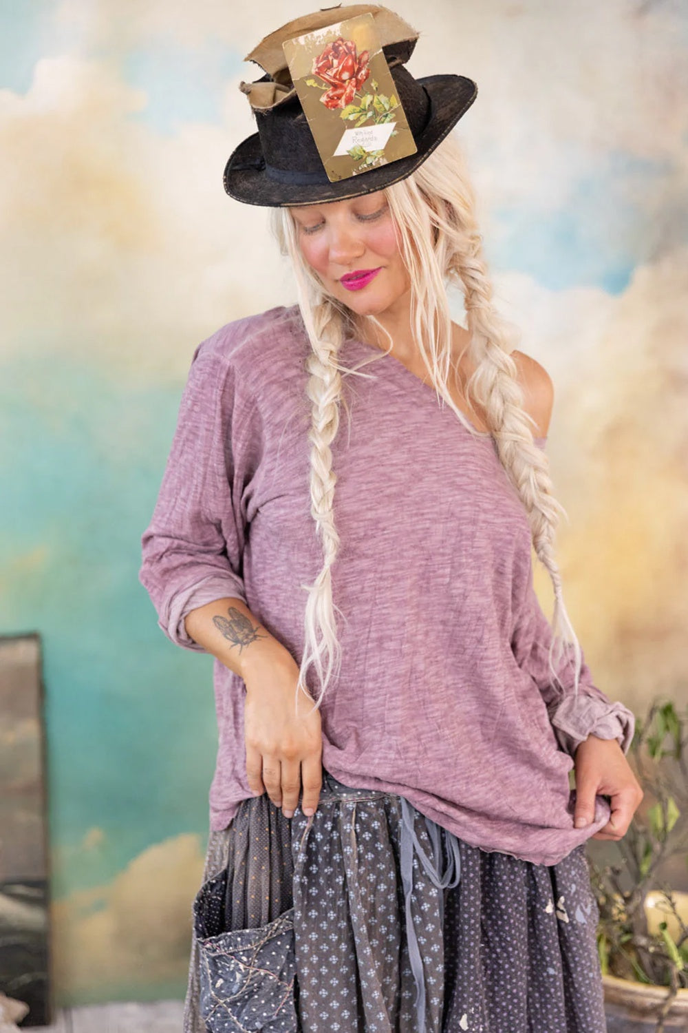 **PRE-ORDER** MAGNOLIA PEARL EUROPA LONG SLEEVE T TOP 2253 PLUM