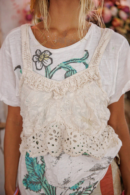 Magnolia Pearl Olive Eyelet Ruffle Cami Tank 402 Moonlight