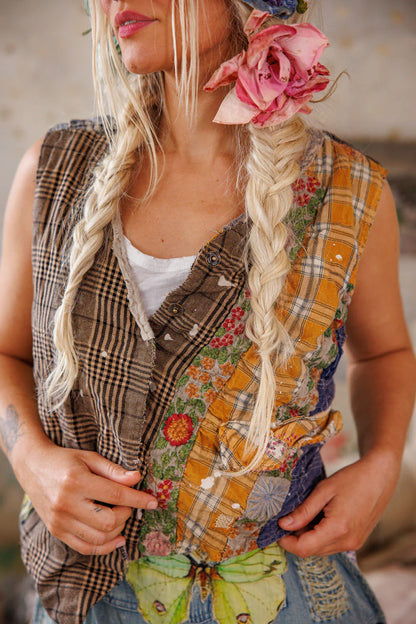 **PRE-ORDER** MAGNOLIA PEARL PATCHWORK ANDRIY VEST 084 MADRAS YELLOW