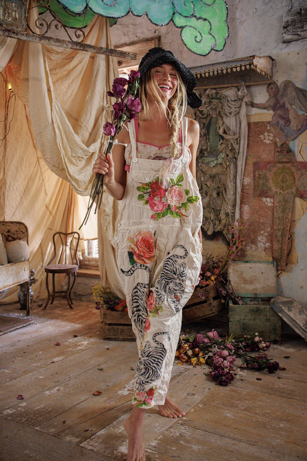 **PO** Magnolia Pearl Birch Flora Love Overalls 176 Moonlight