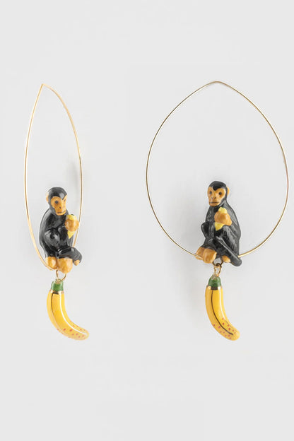 NACH CAPUCHIN AND BANANA HOOP EARRINGS