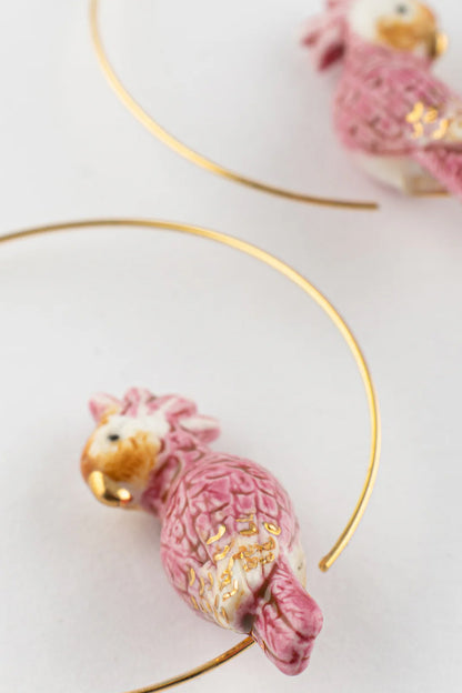 NACH PINK COCKATOO HOOP EARRINGS