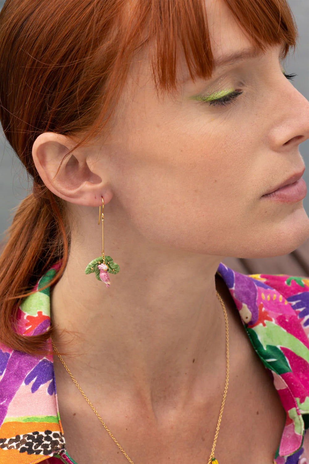 NACH COCKATOO AND BANANA LEAF EARRINGS