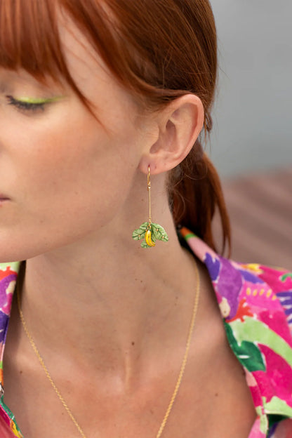 NACH COCKATOO AND BANANA LEAF EARRINGS