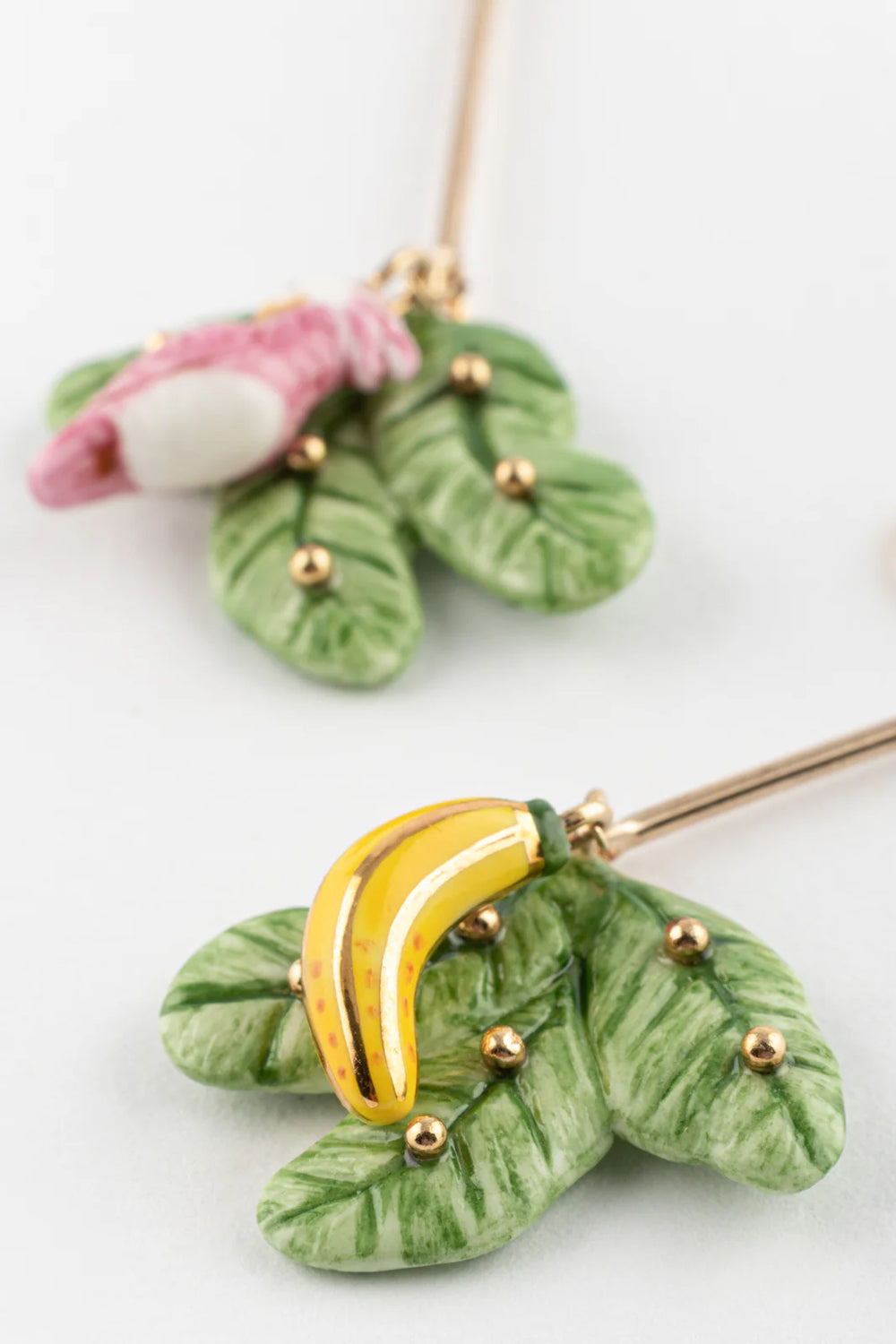 NACH COCKATOO AND BANANA LEAF EARRINGS