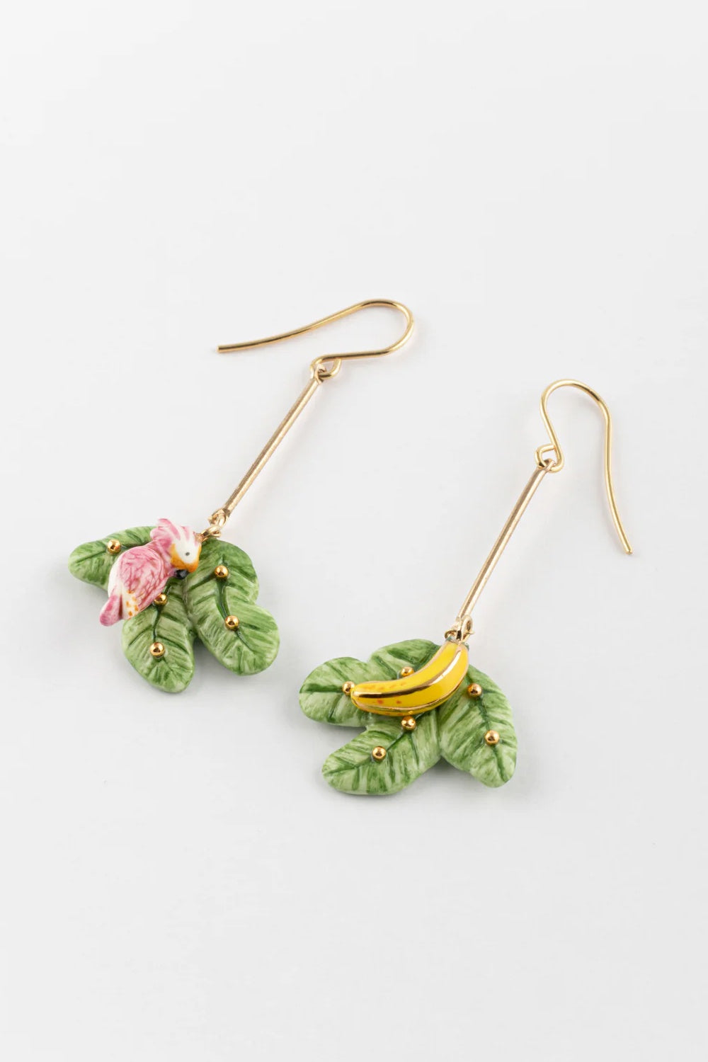 NACH COCKATOO AND BANANA LEAF EARRINGS