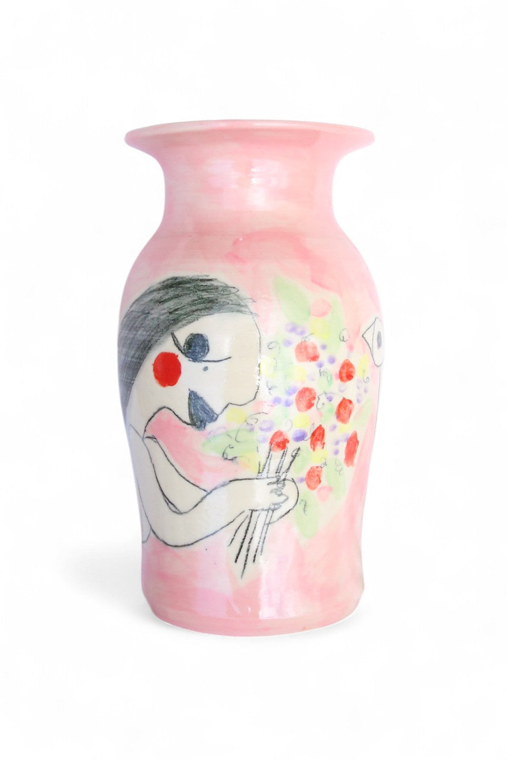 Nadine Sawyer Pink Angel with Garden Flowers Vase