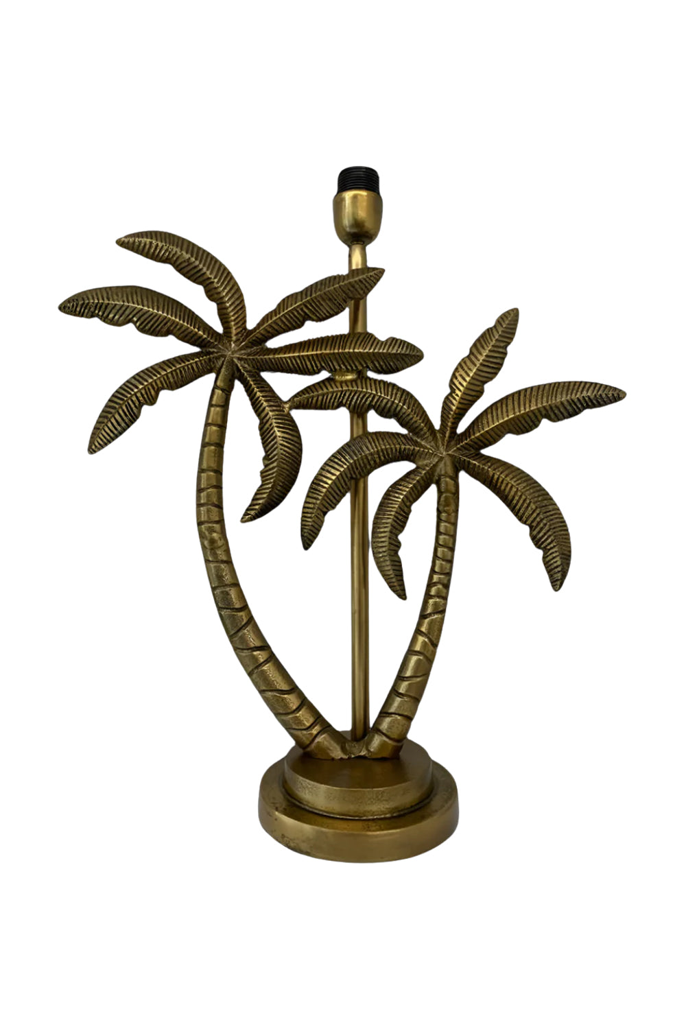 RUBY STAR TRADERS DOUBLE PALM LAMP BASE ANTIQUE GOLD