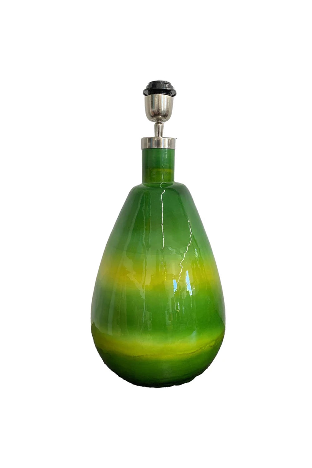 RUBY STAR TRADERS GLASS LAMP BASE TEARDROP GREEN MULTI GLASS