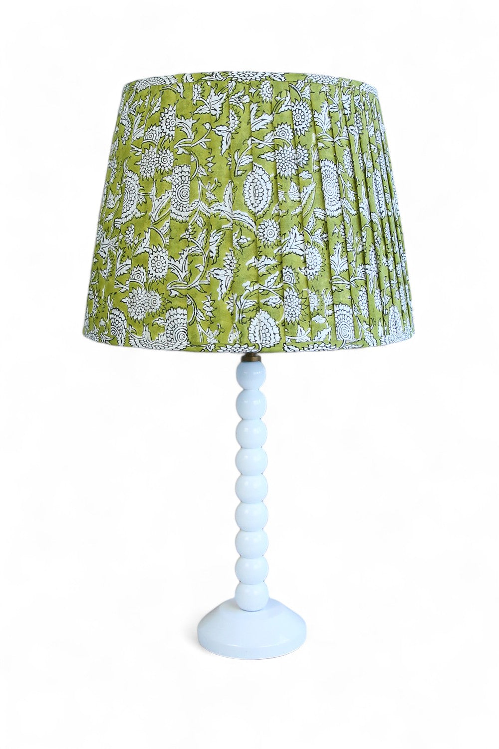 RUBY STAR TRADERS PLEATED TAPERED BLOCK PRINT LAMPSHADE PALE GREEN