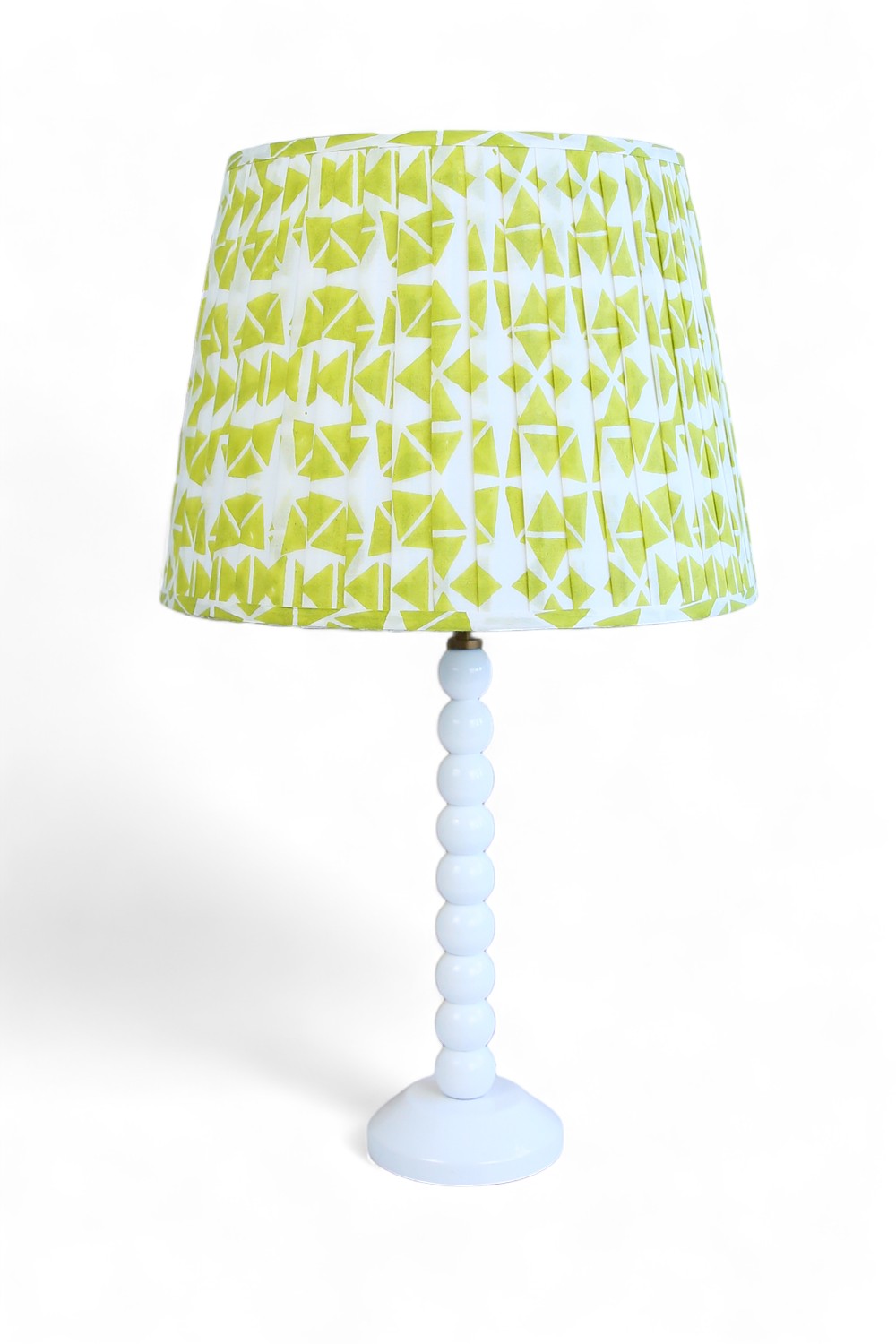 RUBY STAR TRADERS PLEATED TAPERED LAMPSHADE MODERN GEOMETRIC LIME LINEN