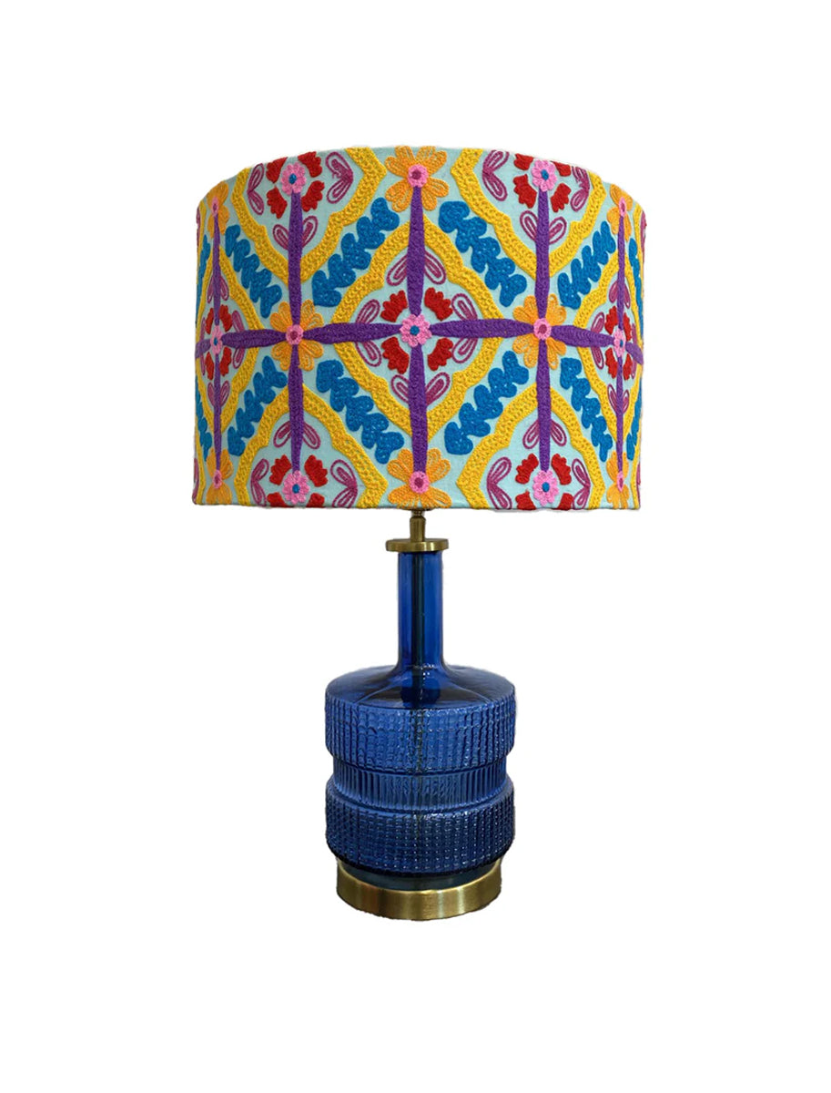 DRUM LAMP SHADE TABRIZ EMBROIDERED LINEN