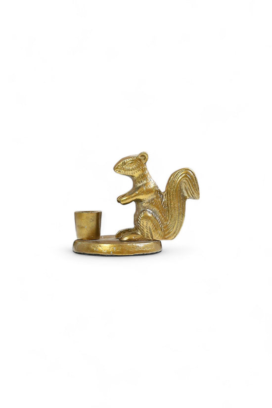 RUBY STAR TRADERS SQUIRREL CANDLE HOLDER ANTIQUE GOLD