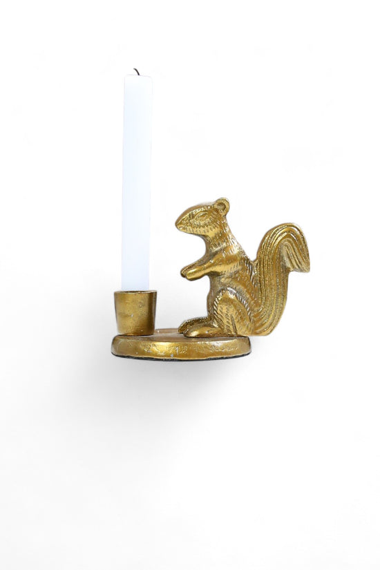 RUBY STAR TRADERS SQUIRREL CANDLE HOLDER ANTIQUE GOLD