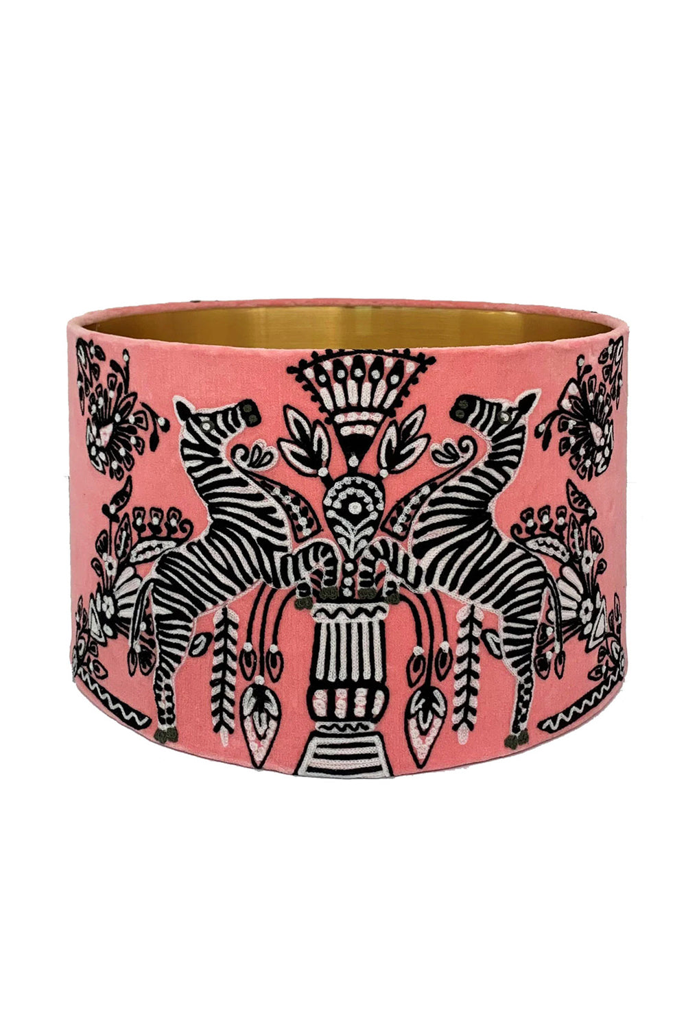 DRUM LAMPSHADE ZEBRA BLUSH VELVET