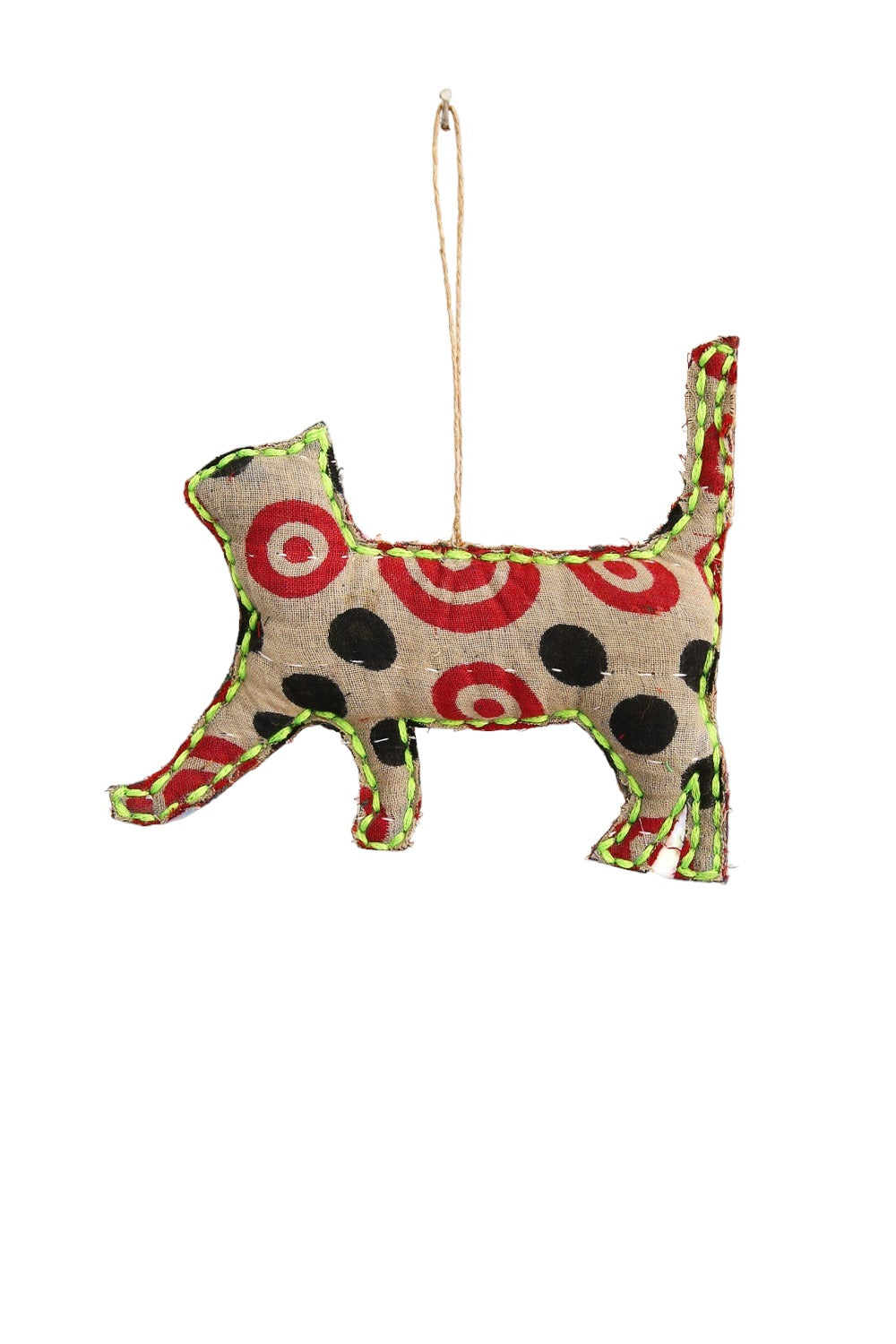 RUBY STAR TRADERS KANTHA FELINE CHRISTMAS DECORATION