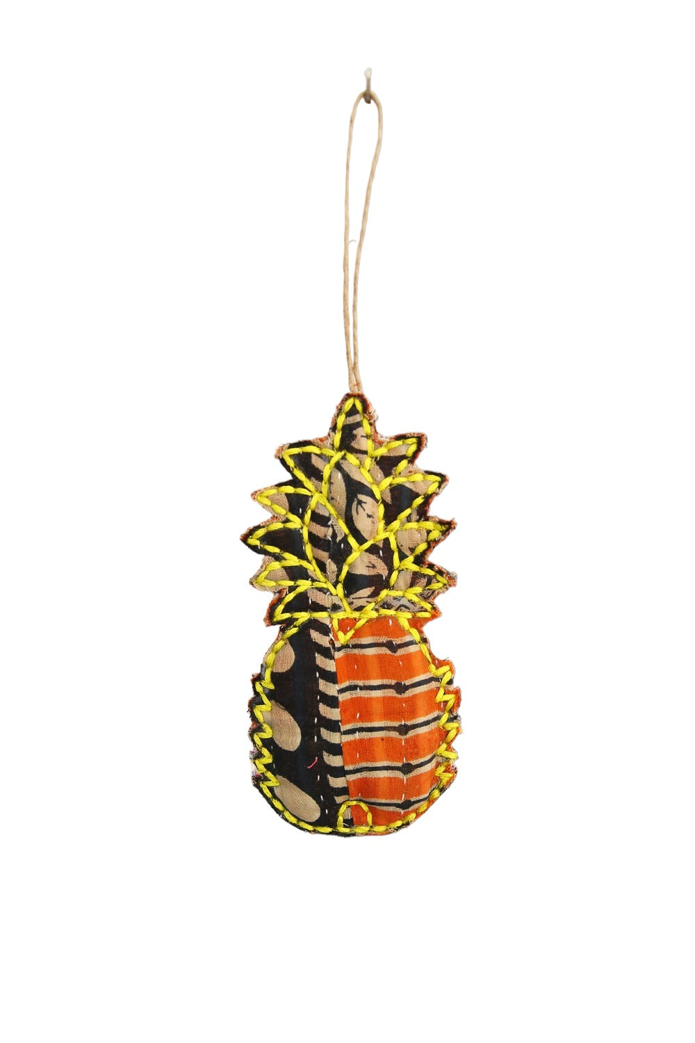 RUBY STAR TRADERS KANTHA PINEAPPLE CHRISTMAS DECORATION