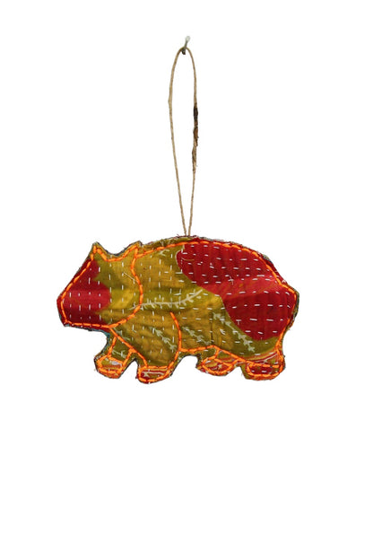 RUBY STAR TRADERS KANTHA WOMBAT CHRISTMAS DECORATION