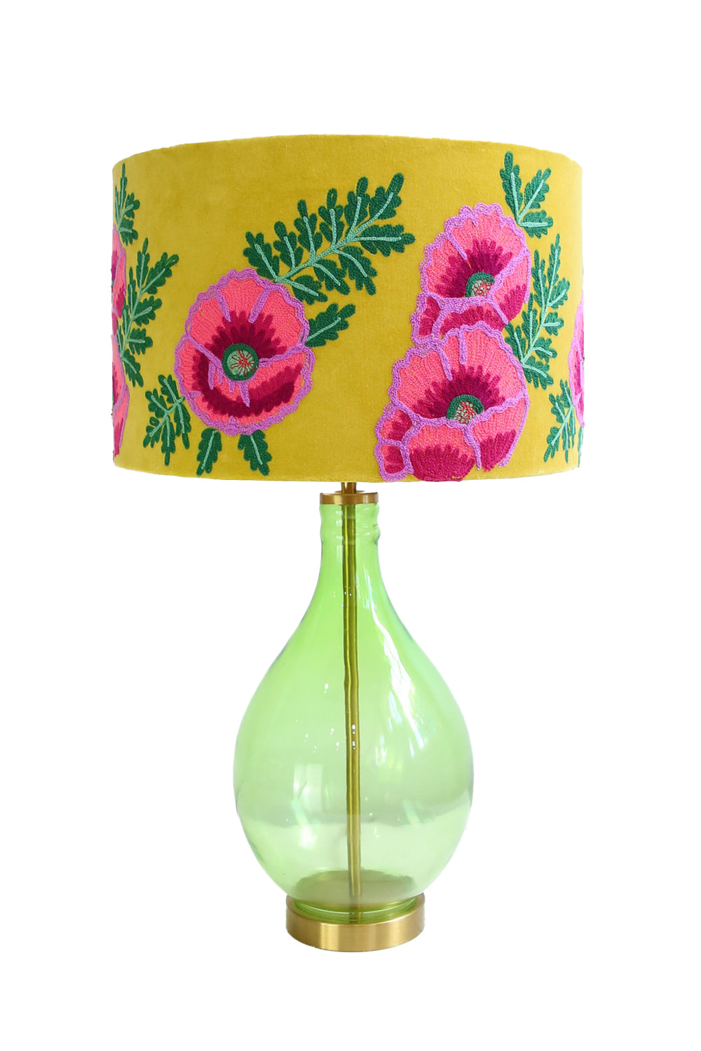 DRUM SHADE CAMELIA YELLOW MULTI COLOUR EMBROIDERED VELVET