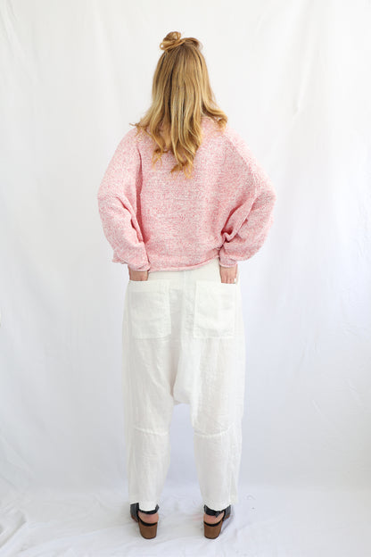 RUNDHOLZ BLACK LABEL OFF WHITE LINEN DROP CROTCH PANT