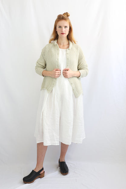 RUNDHOLZ BLACK LABEL PISTACHIO HIGH LOW KNIT CARDIGAN