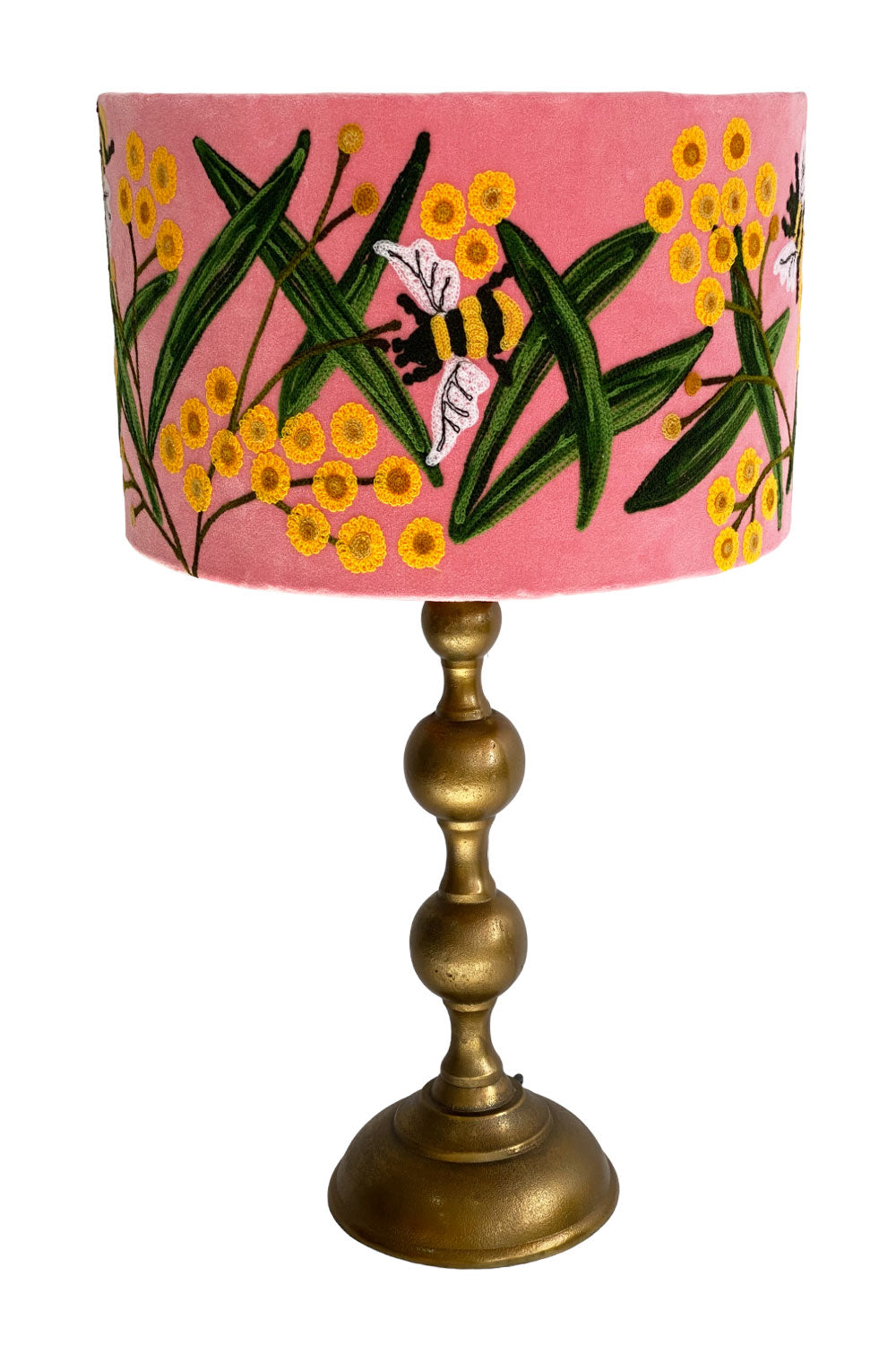 RUBY STAR TRADERS DRUM LAMPSHADE WATTLE BLUSH VELVET