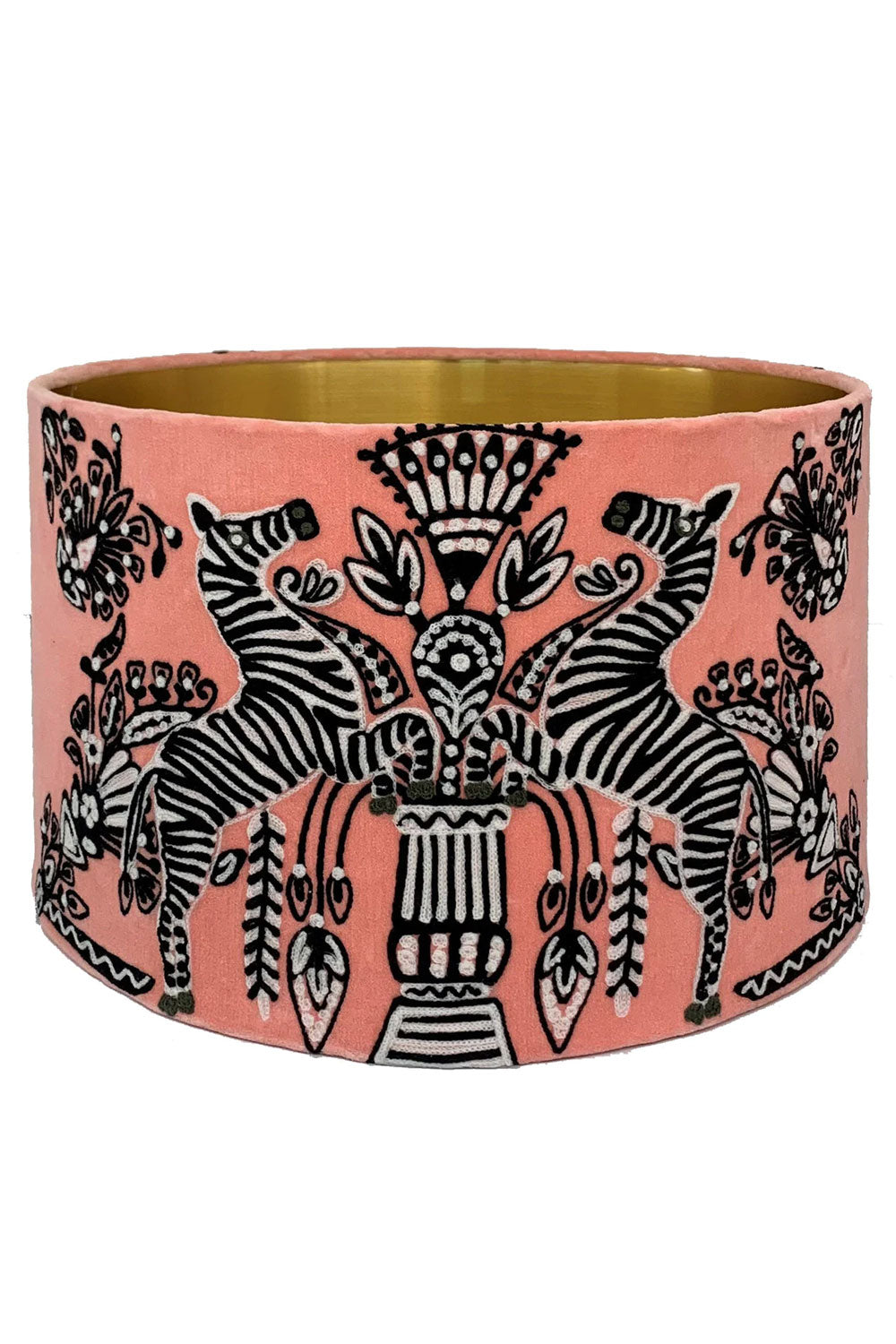 RUBY STAR TRADERS DRUM LAMPSHADE ZEBRA BLUSH VELVET