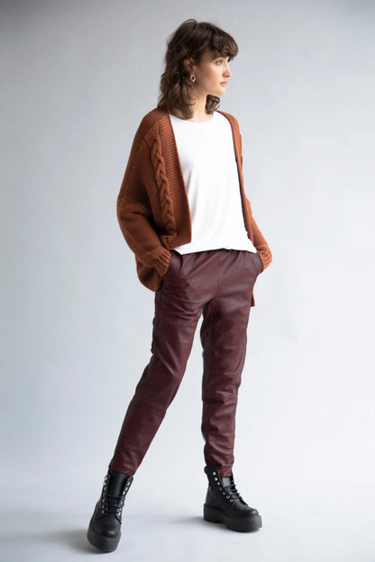 SABATINI LEATHER TRACK PANT PORT