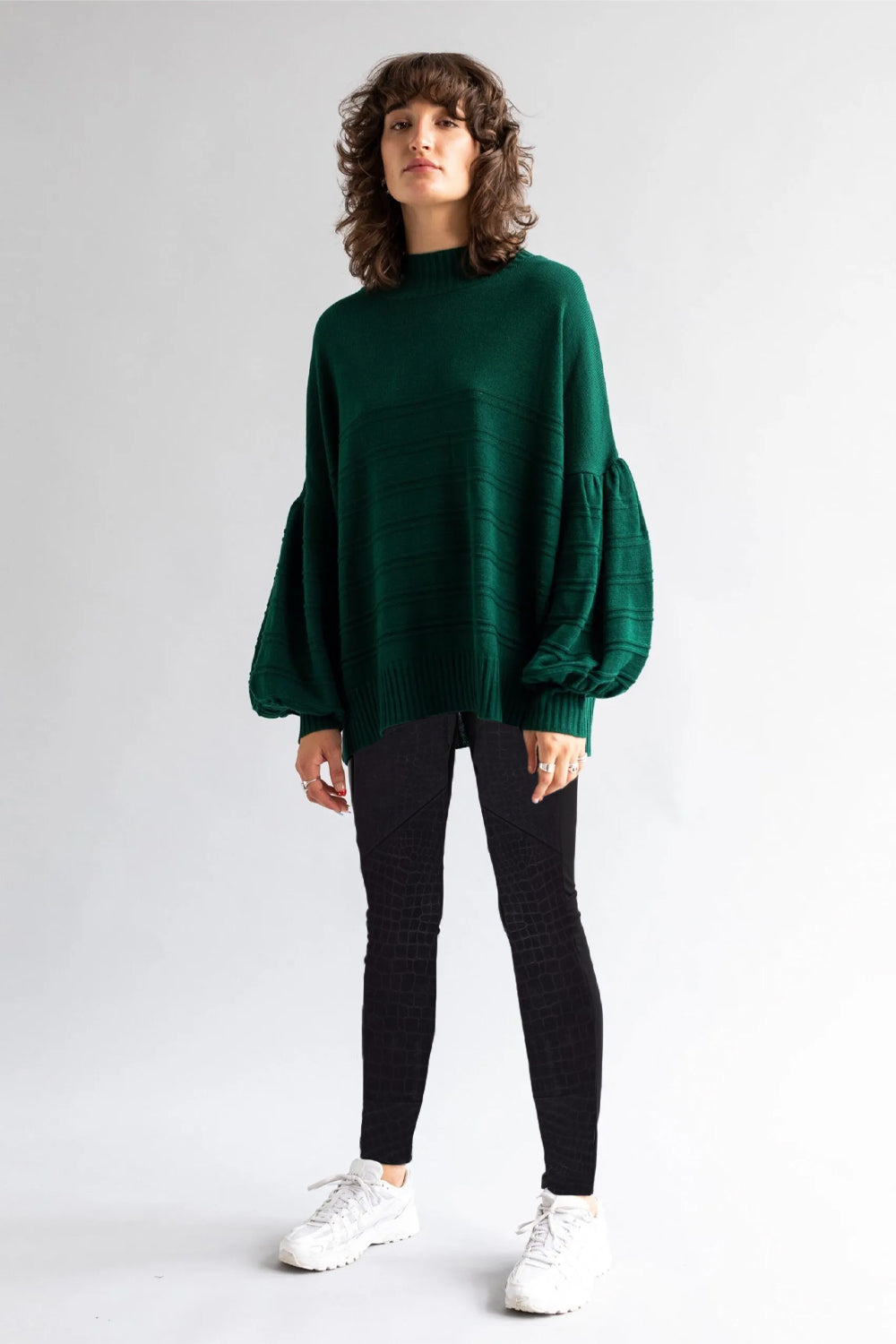 SABATINI LEATHER PONTI PANT BLACK REPTILE