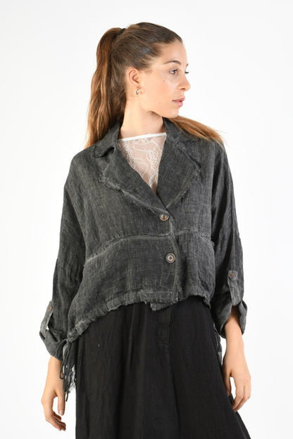 SANCTAMUERTE CROPPED BLAZER JACKET GREY