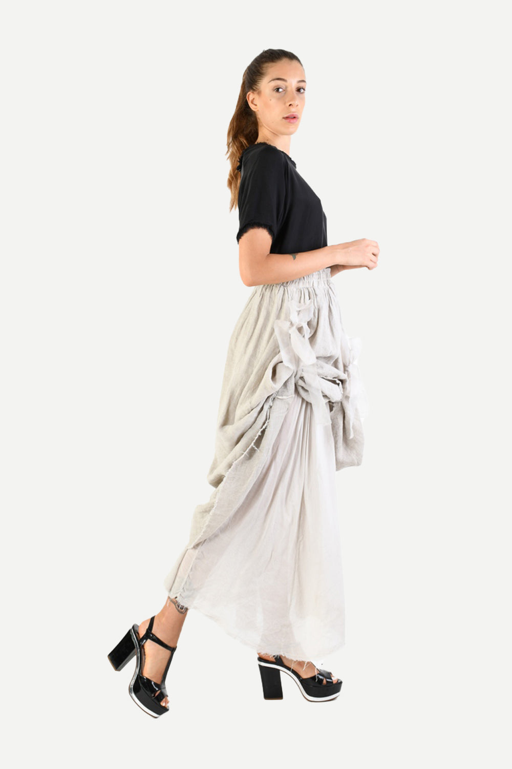 SANCTAMUERTE ADJUSTABLE LINEN SKIRT DESERT