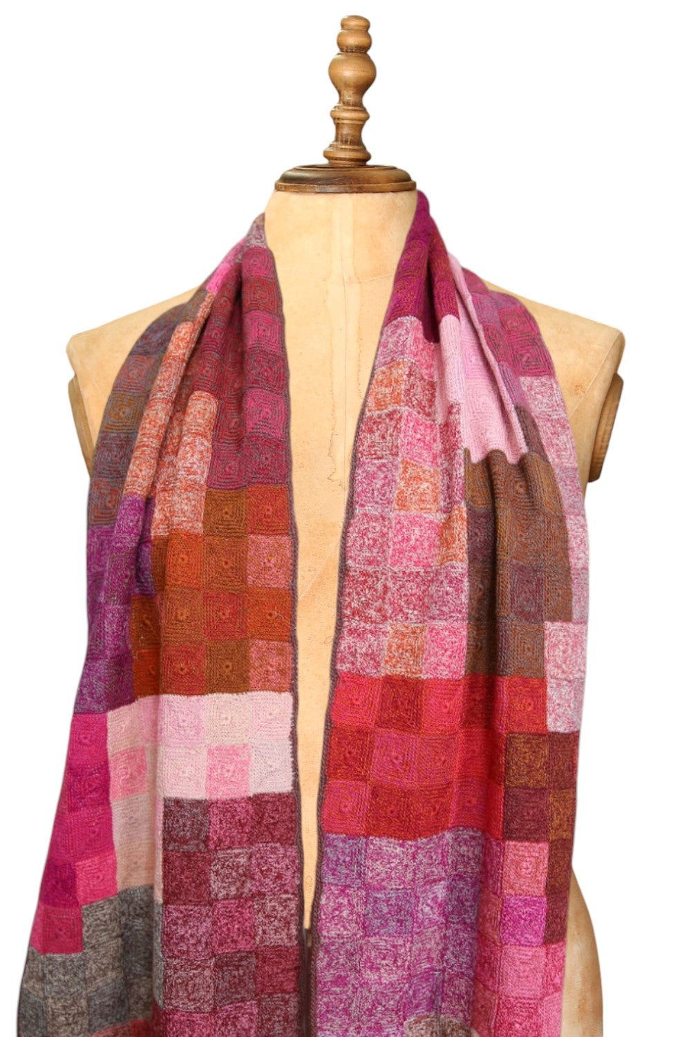 SOPHIE DIGARD PUK CROCHET WOOL SCARF PINK
