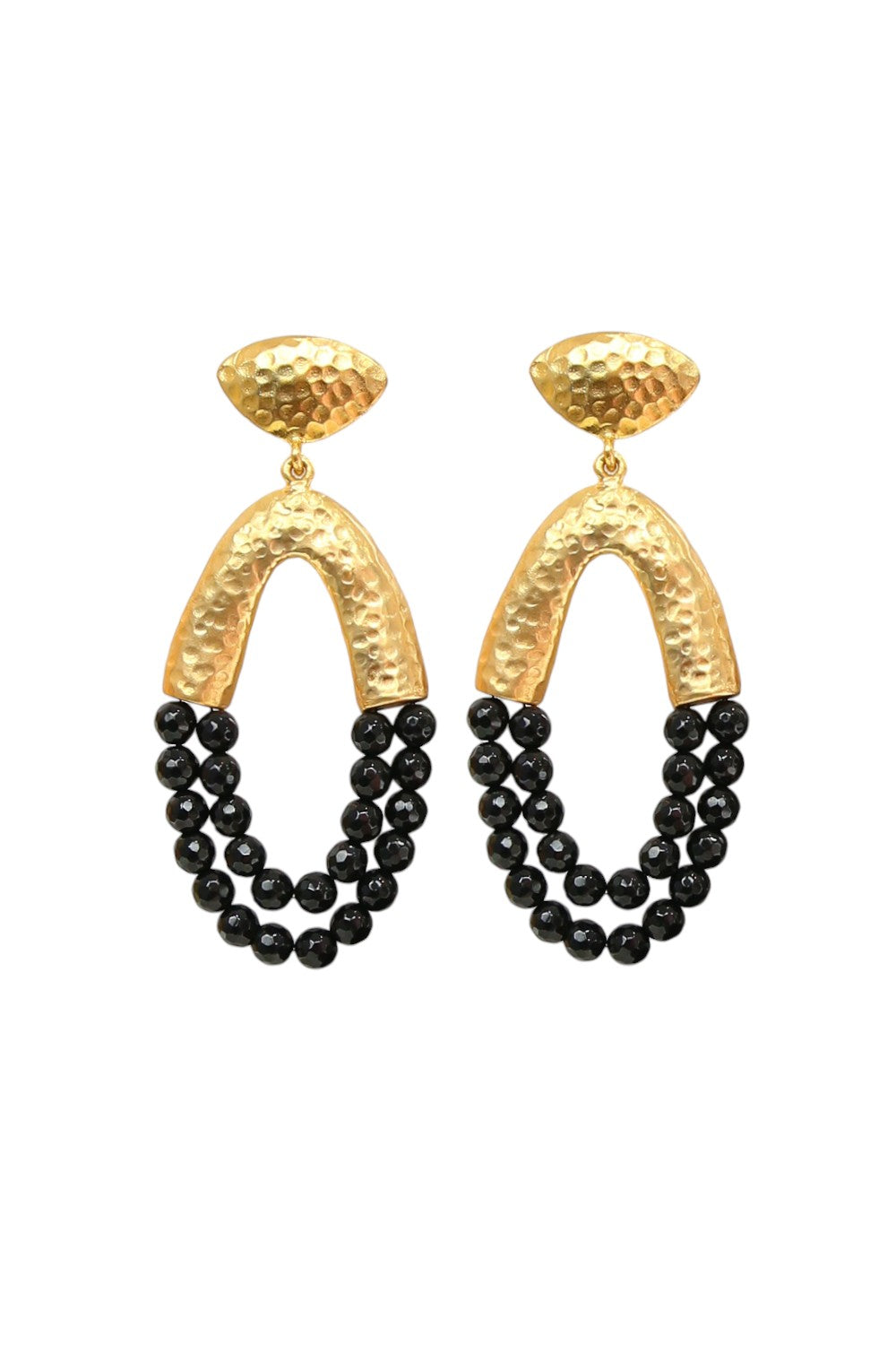 SECRETLY POSH MEDIUM BLACK STONE EARRINGS