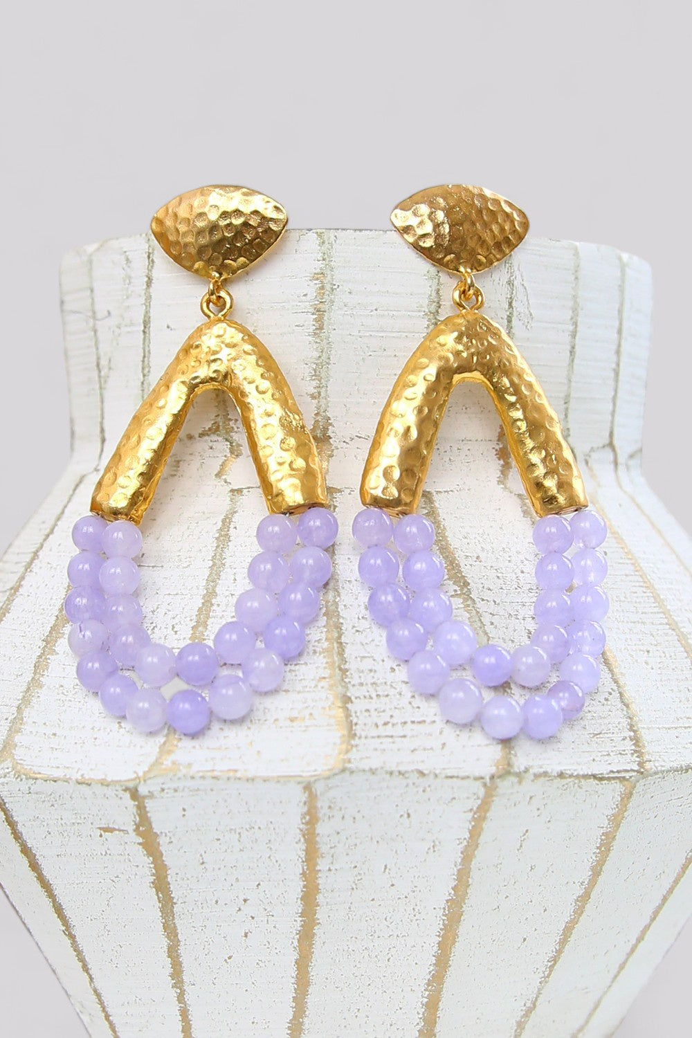 SECRETLY POSH LARGE LILAC STONE EARRINGS