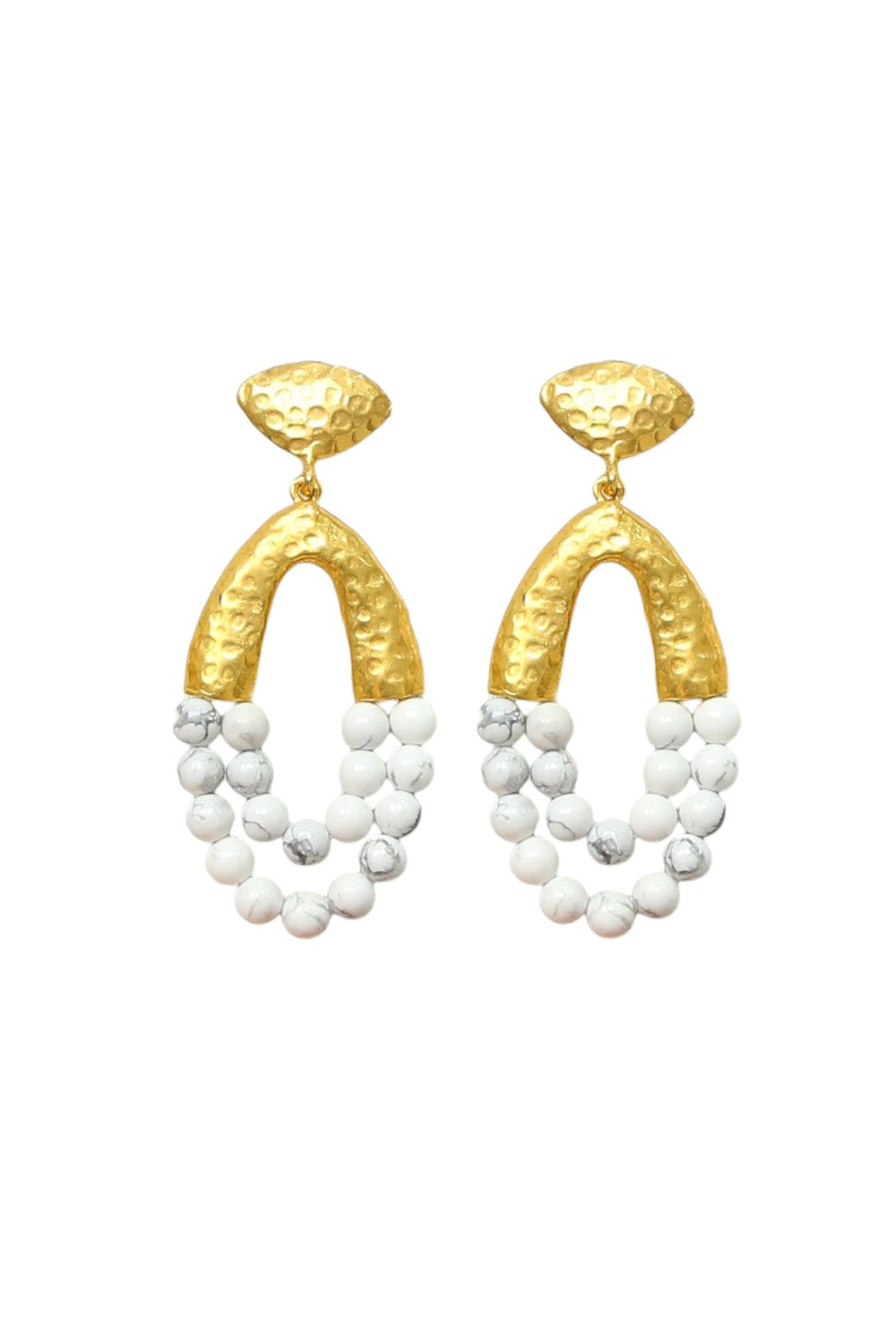 SECRETLY POSH MEDIUM WHITE MARBLE STONE EARRINGS