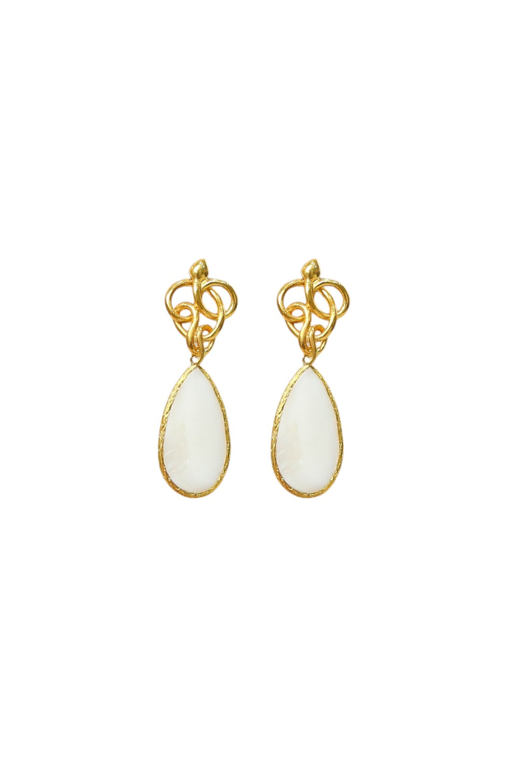 SECRETLY POSH TEAR-DROP EARRING WHITE/GOLD