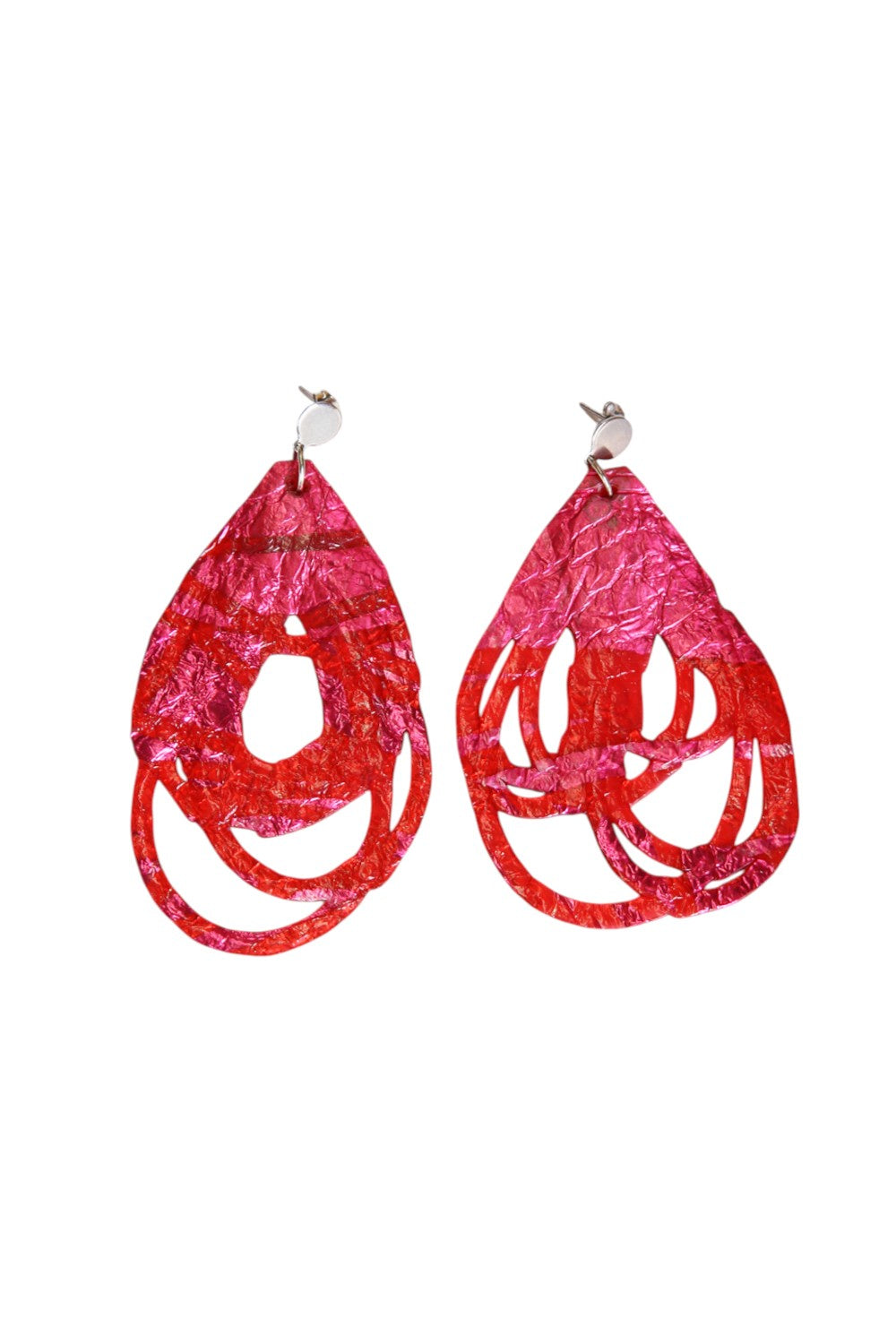Si Sabato Isabel Aros Squiggle Red Magenta Earrings