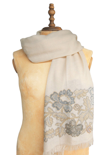 SOPHIE DIGARD MR STONY EMBROIDERED WOOL STOLE