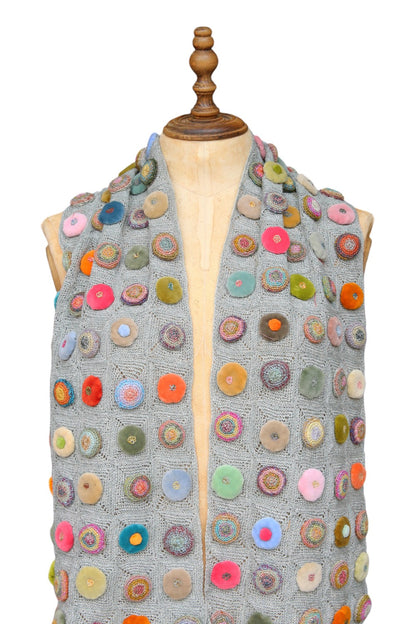 Sophie Digard Paint Sage Crotched Linen Scarf