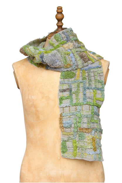 Sophie Digard Green Weeds Crotched Linen Scarf