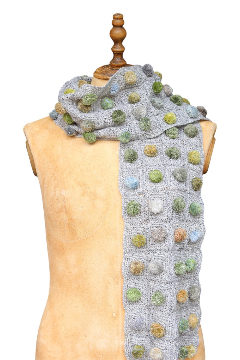 Sophie Digard Weeds Linen Pom Pom Scarf