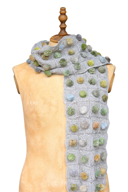 Sophie Digard Weeds Linen Pom Pom Scarf