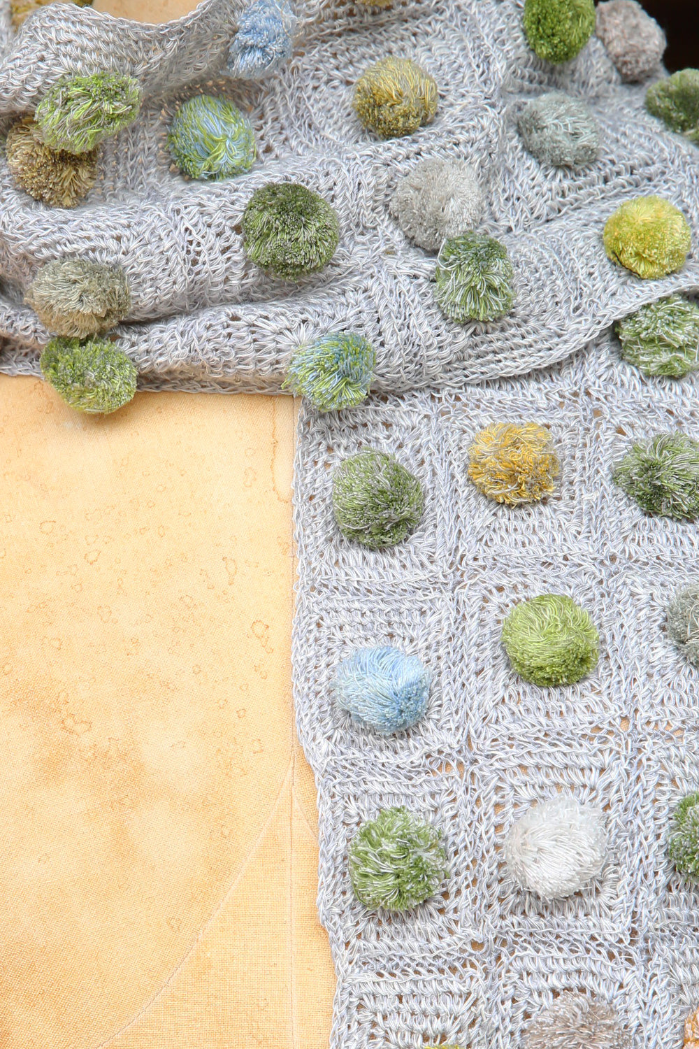 Sophie Digard Weeds Linen Pom Pom Scarf