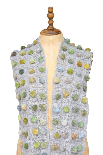 Sophie Digard Weeds Linen Pom Pom Scarf