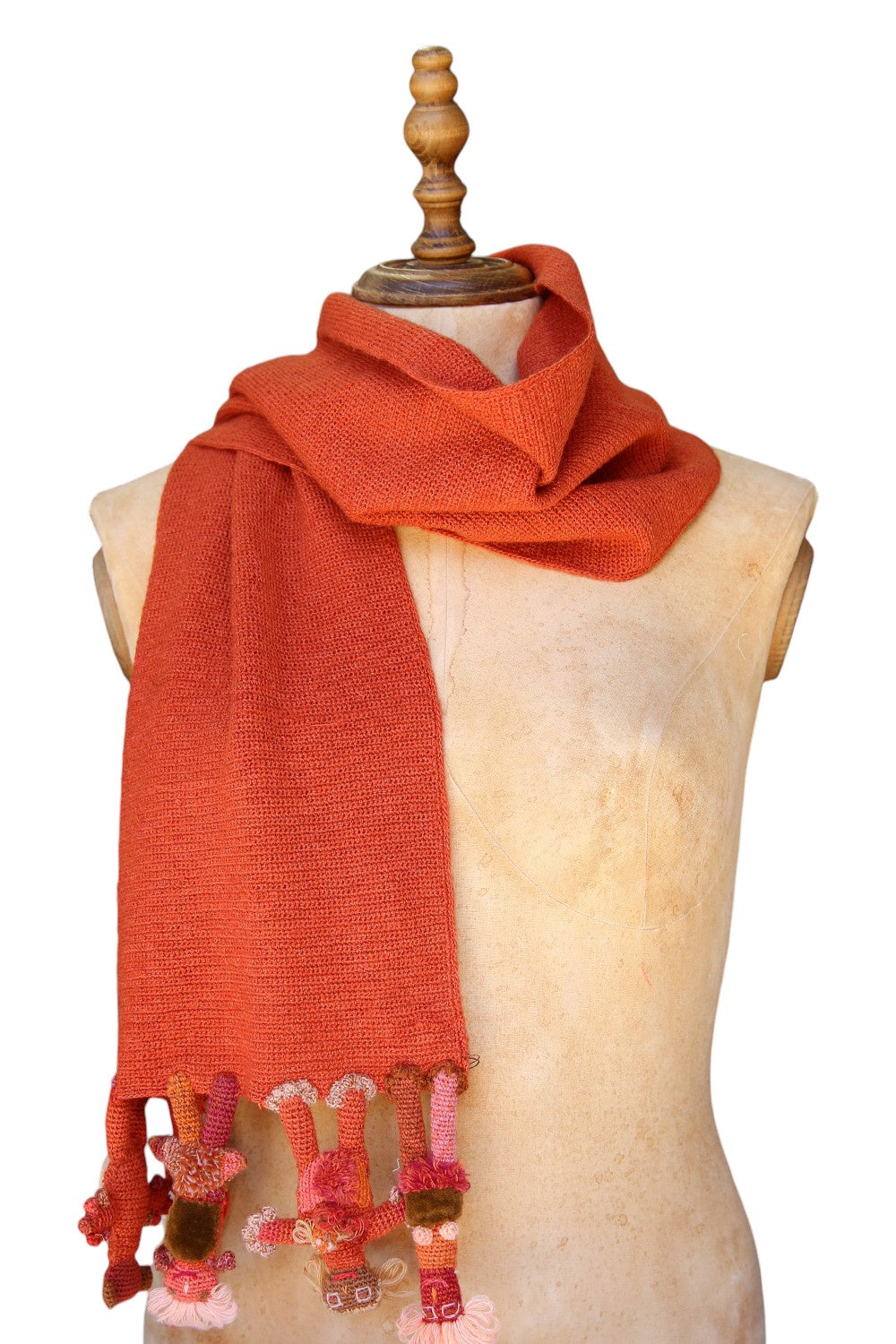 SOPHIE DIGARD GUS &amp; CO CROCHET SCARF BURNT ORANGE