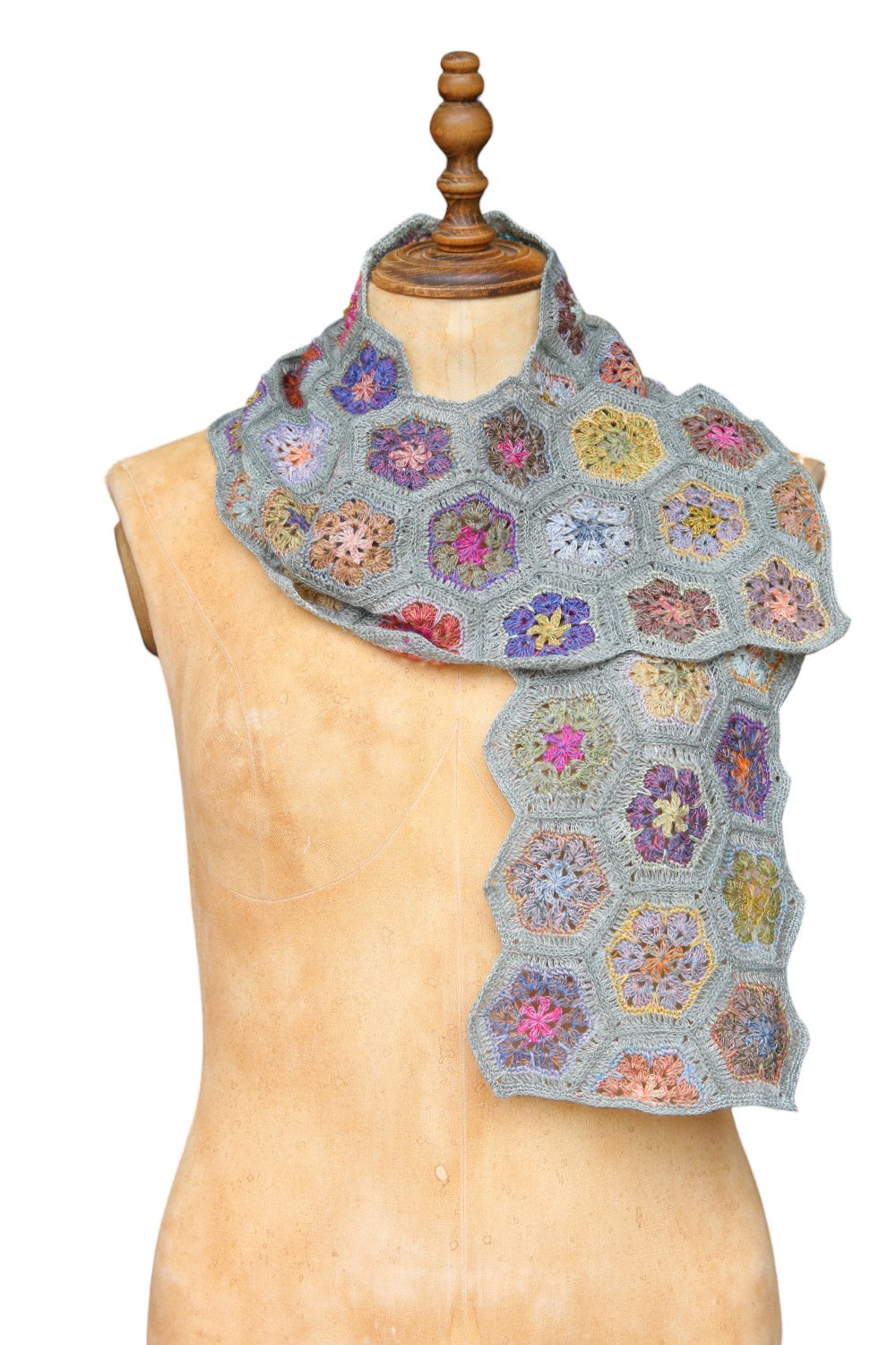 Sophie Digard Green Patchwork Linen Scarf