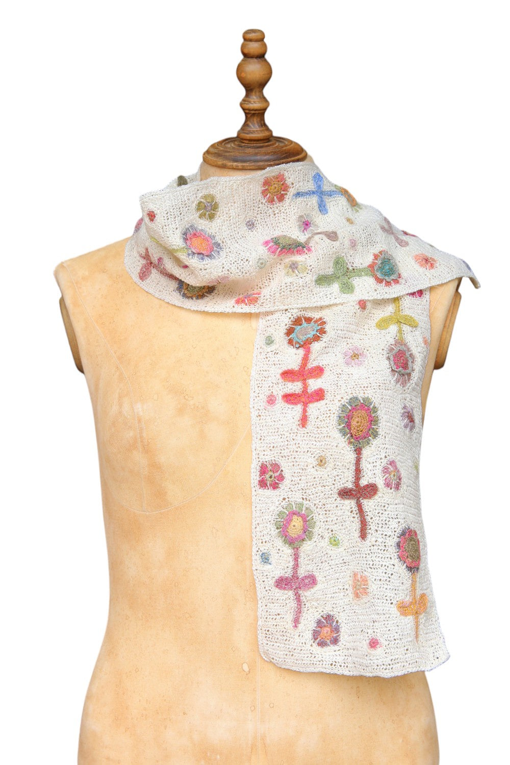 Sophie Digard Ecrupate Paint Linen Flower Scarf
