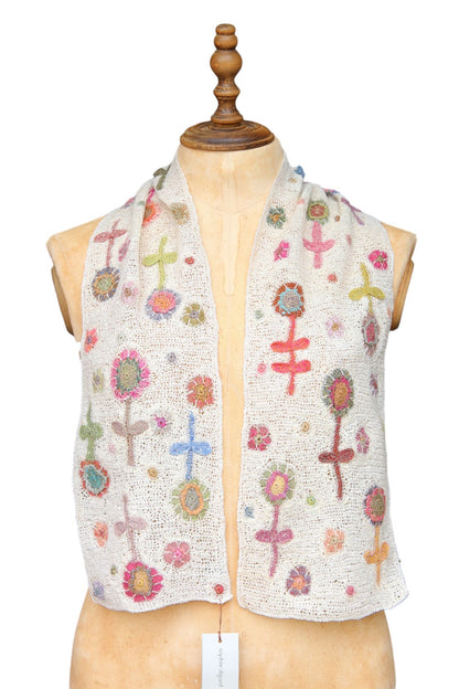 Sophie Digard Ecrupate Paint Linen Flower Scarf