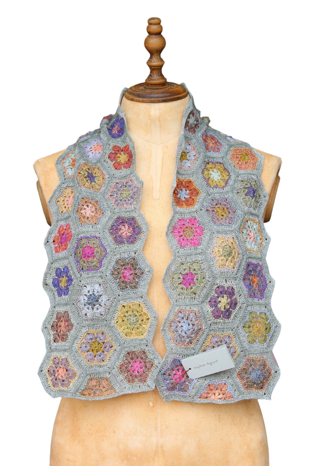 Sophie Digard Green Patchwork Linen Scarf